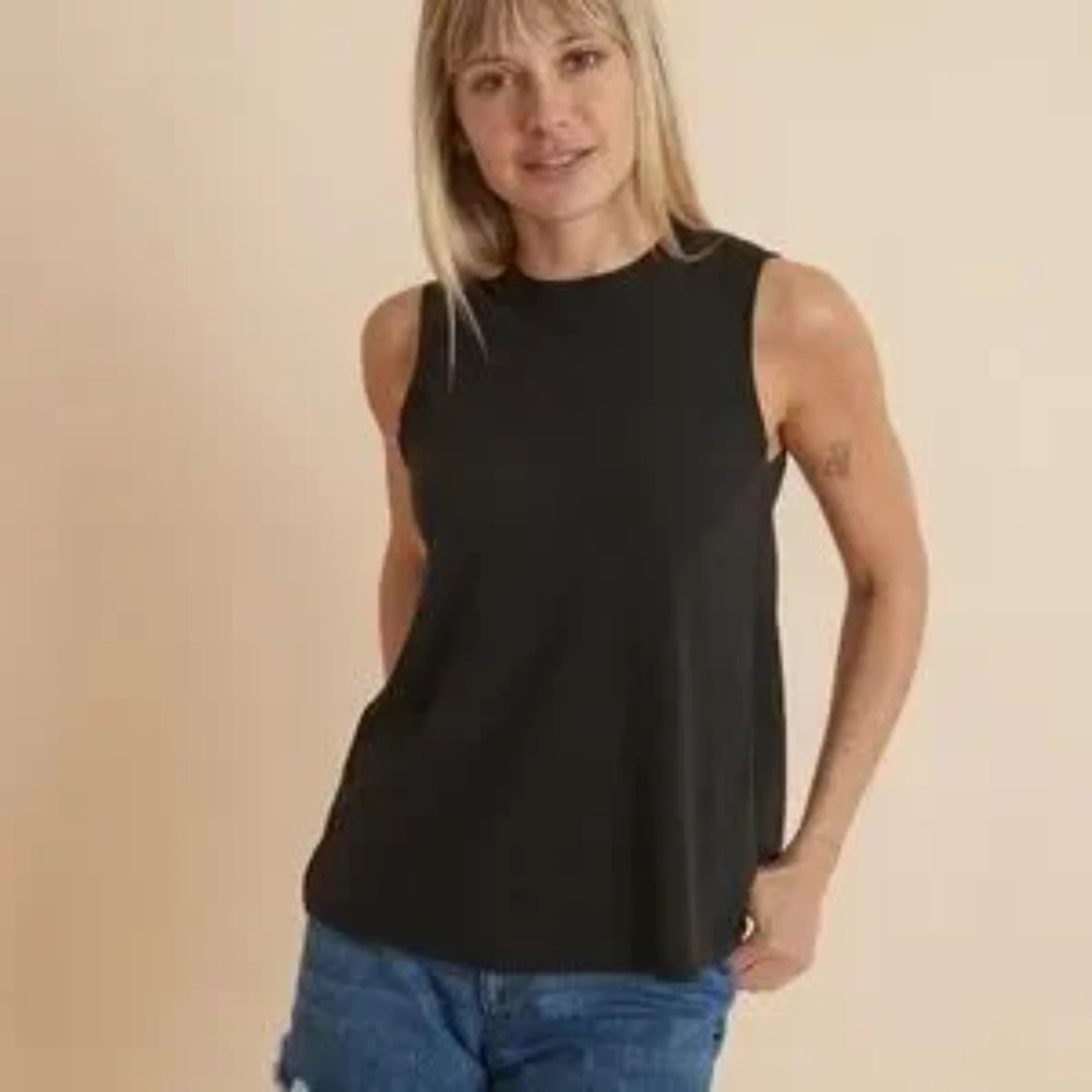 Marine Layer Tulip Back Black Tank